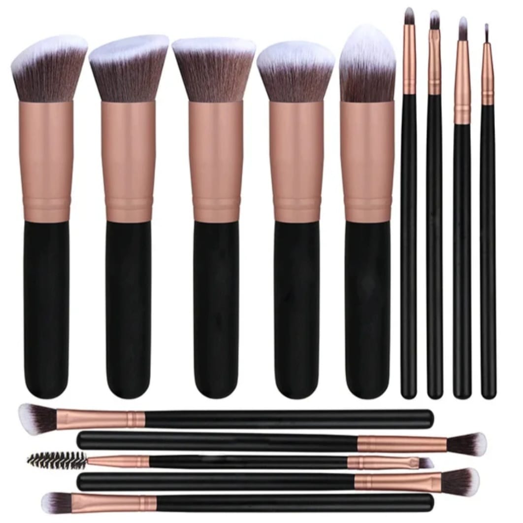 2025 V-FOR YOU BRUSH SET HIGH QUALITY ,Synthetic Makeup Brushes set 14 pcs+ bag ,Eyeshadow make up Tools