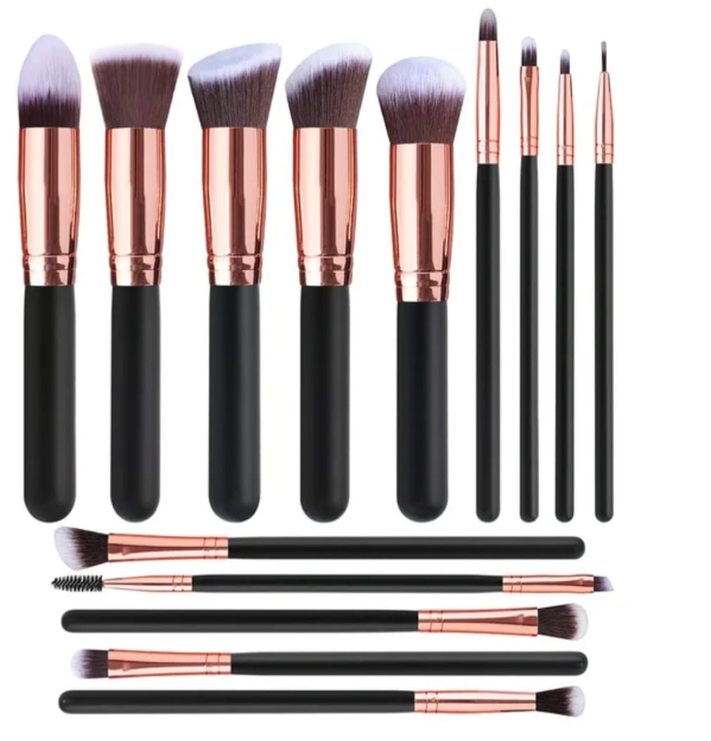 2025 V-FOR YOU BRUSH SET HIGH QUALITY ,Synthetic Makeup Brushes set 14 pcs+ bag ,Eyeshadow make up Tools
