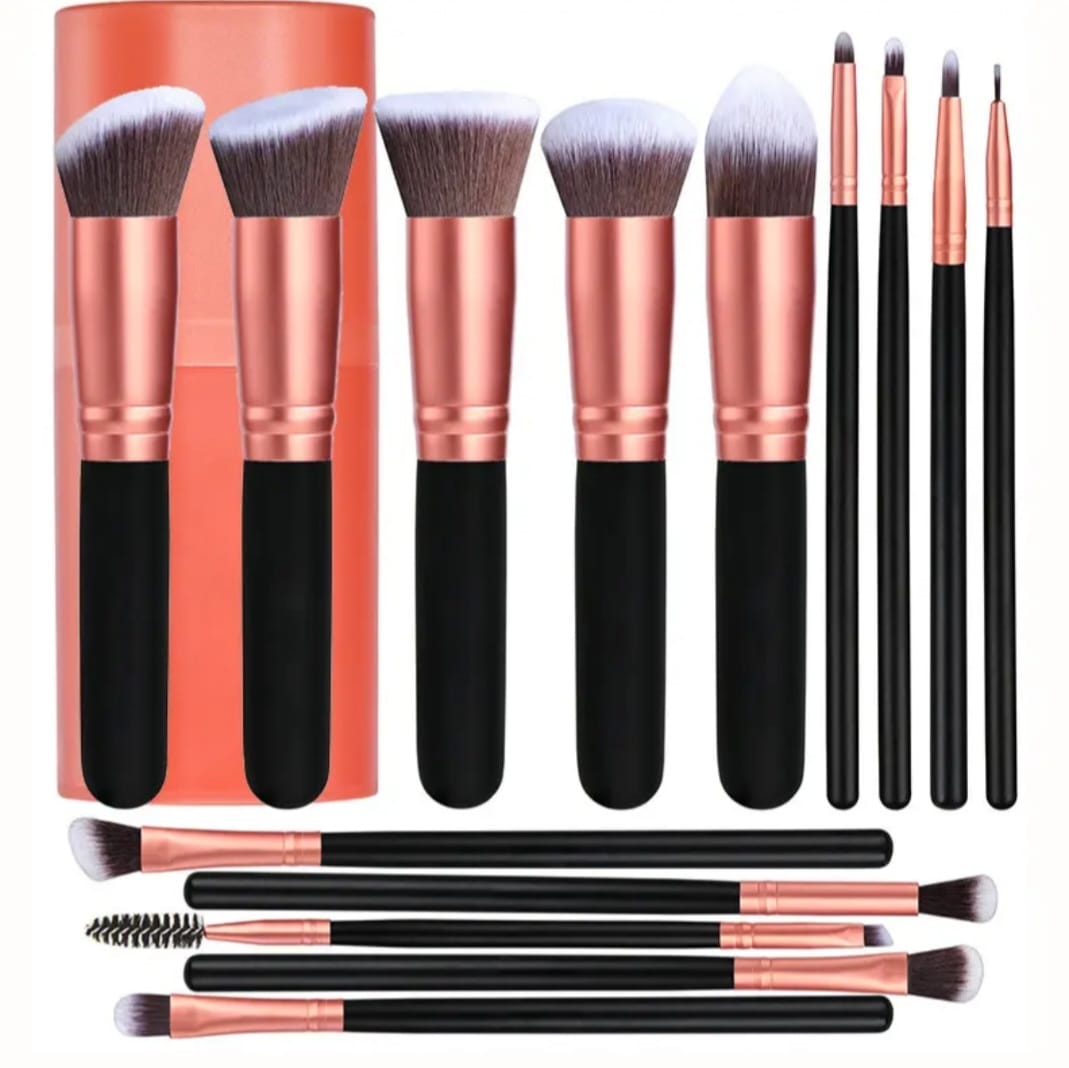 2025 V-FOR YOU BRUSH SET HIGH QUALITY ,Synthetic Makeup Brushes set 14 pcs+ bag ,Eyeshadow make up Tools