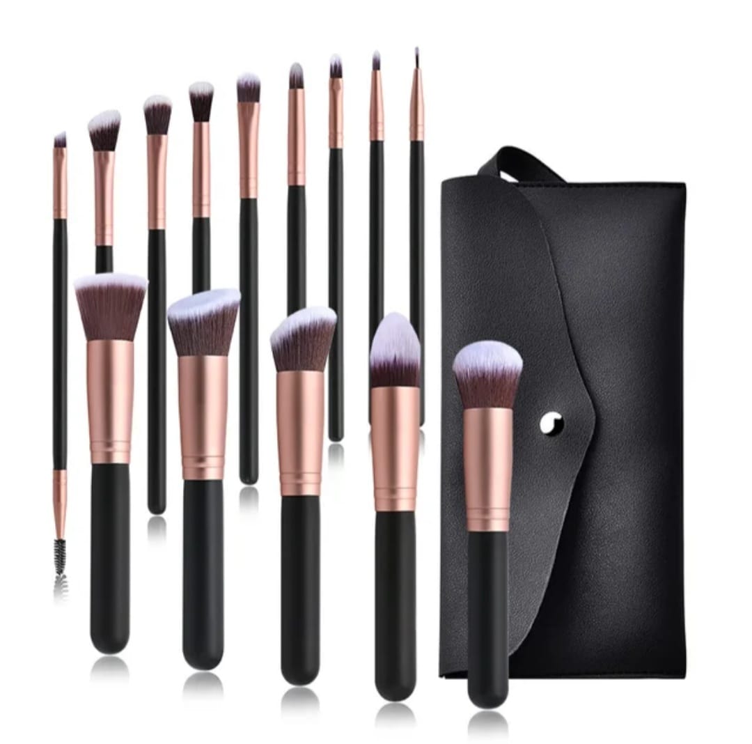2025 V-FOR YOU BRUSH SET HIGH QUALITY ,Synthetic Makeup  Brushes set 14 pcs+ bag ,Eyeshadow make up Tools